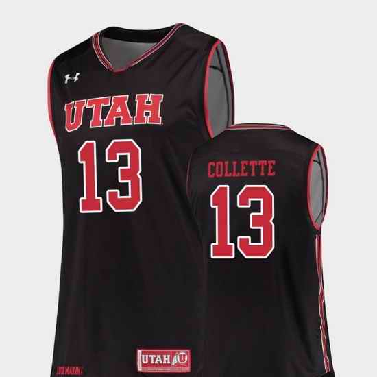 Men Utah Utes David Collette Black Replica College Basketball Jersey